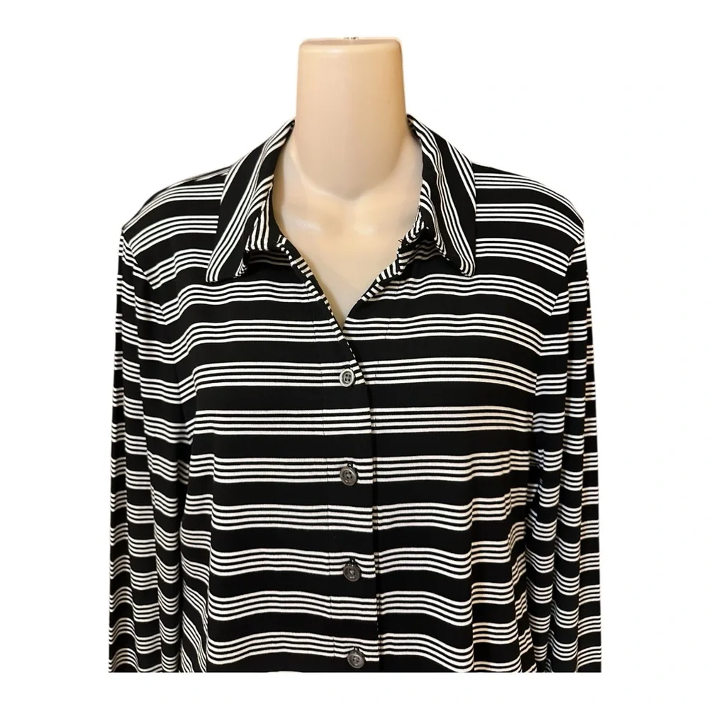 J. Crew Long-sleeve button-up‎ top in striped refined rib NWT